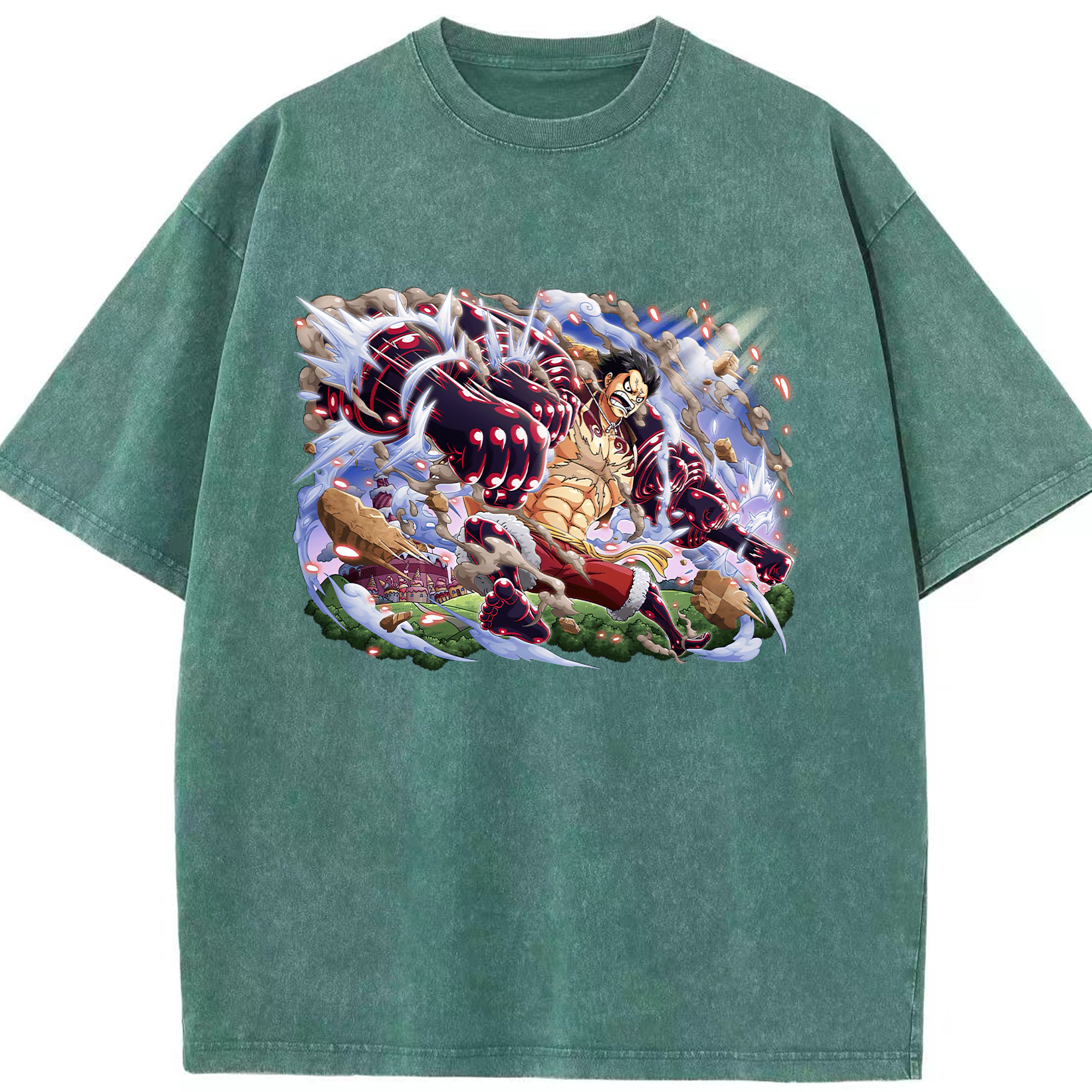 ワンピース モンキー・D・ルフィ ONE PIECE Monkey D. Luffy 綿100% ヴィンテージ風 半袖Tシャツ（フロントプリント）